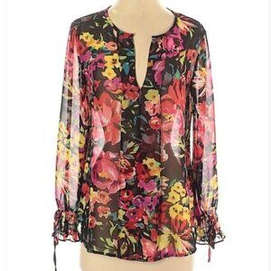 Nordstrom Bellatrix Cottagecore Bold Colorful Floral Blouse Size XS Spring